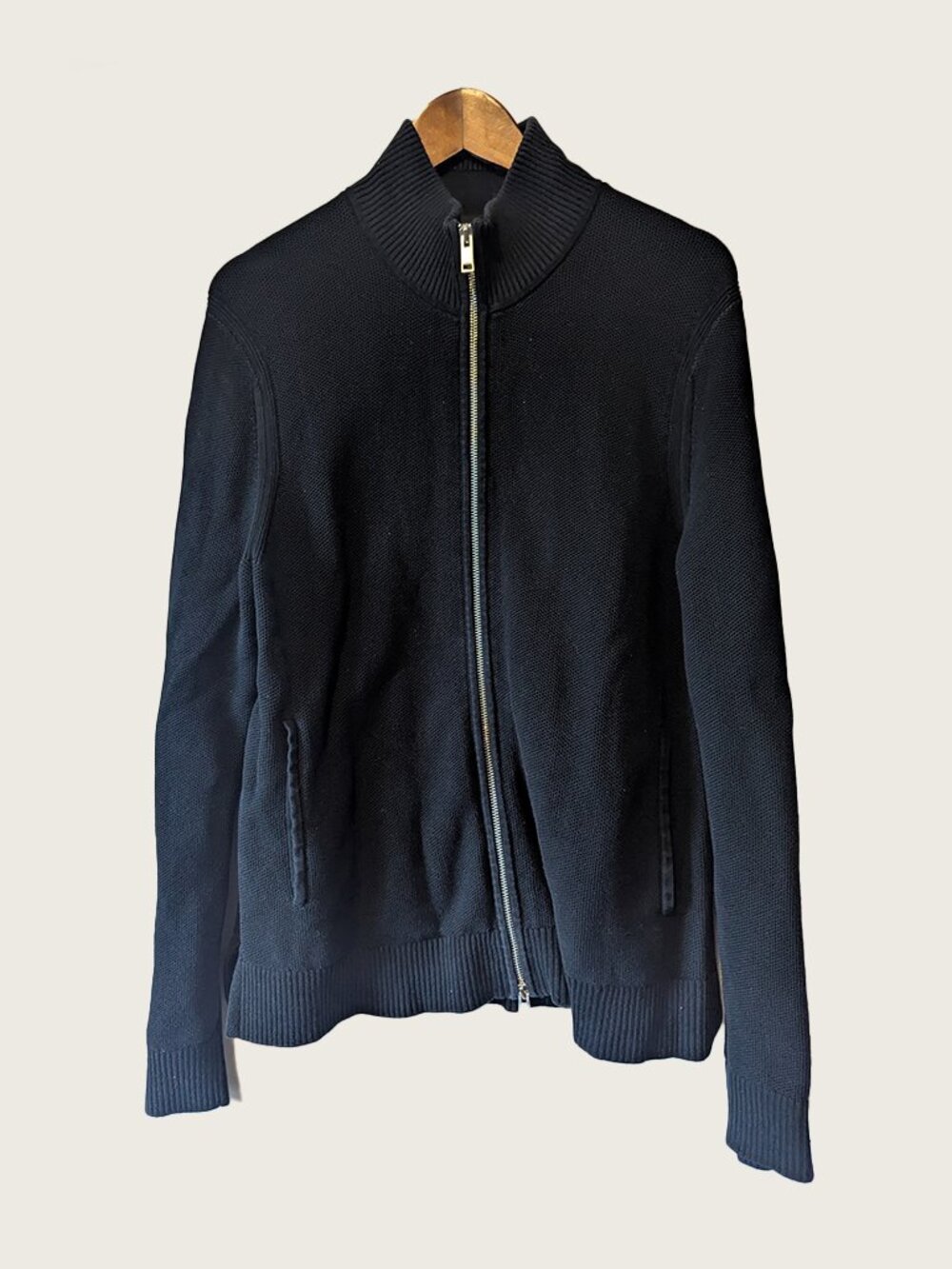THEORY - Full zip black cotton cardigan - Sz L